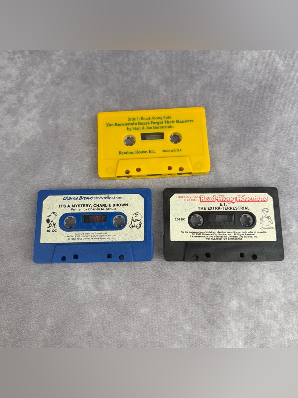 VTG Read Along Cassette Lot 3 ET Charlie Brown Berenstain Bears Audio Tape